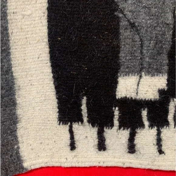 Vintage Peruvian Reindeer Alpaca Wool Small Rug
